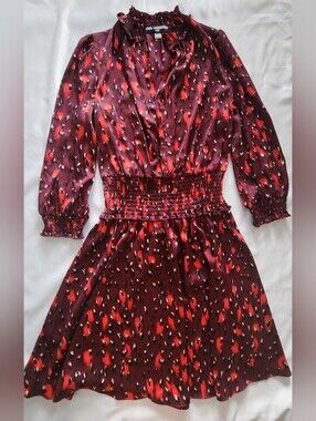 Karl Lagerfeld Paris Smocked Waist Leopard Mini Dress Size 4